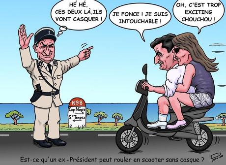 Sarkozy peut rouler sans casque sur un scooter