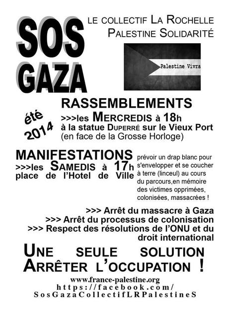 SOS Gaza Rassemblement les Mercredis à 18h à la statue Duperré sur le Vieux Port face à la Grosse Horloge  Prochain RASSEMBLEMENT mercredi 30 juillet 2014
