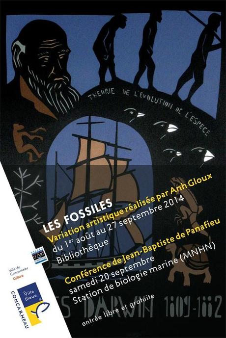 une remontée du temps le long d'une galerie de portraits affiche-fossiles