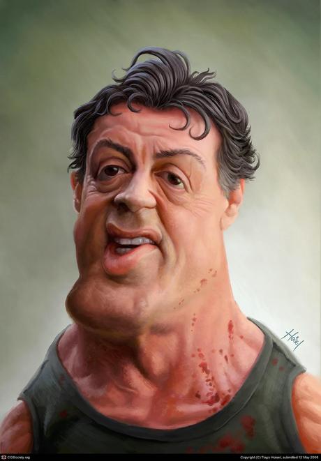 Caricature de Tiago Hoisel représentant Sylvester Stallone en Rambo