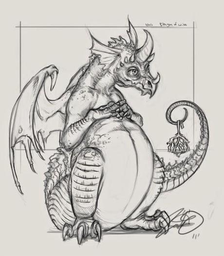 illustration de LaVata E. O'neal représentant un concept art de dragon occidental