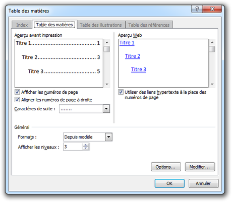 Créer une table des matières automatique sous Word