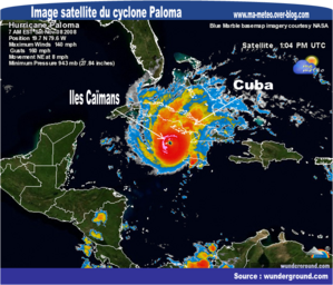 Image satellite du cyclone (ouragan) Paloma