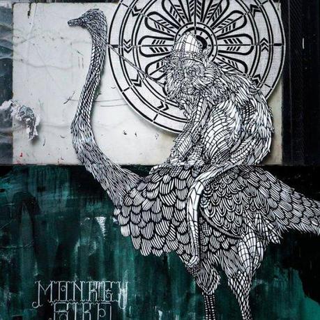  TEMOR & BLOW   MONKEY BIRD CREWstreet art pochoir collage 