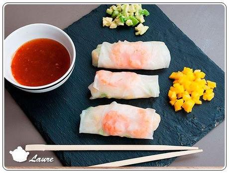 Rouleaux de printemps avocat et mangue Rouleau de printemps