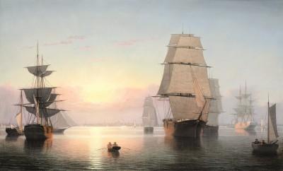 Fitz Henry Lane Boston Harbor, Sunset | Port de Boston au soleil couchant vers 1850-1855 huile sur toile, 60,9 x 99,7 cm Los Angeles County Museum of Art, gift of Jo Ann and Julian Ganz, Jr., in honor of the museum's 25th anniversary © Digital Image Museum Associates / LACMA / Art Resource NY / Scala, Florence