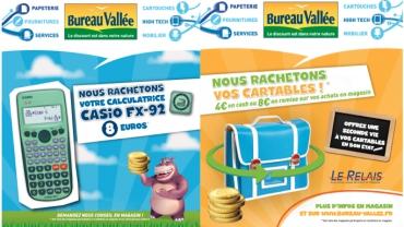 Recyclage : Bureau Vallée rachète calculatrices et cartables usagés