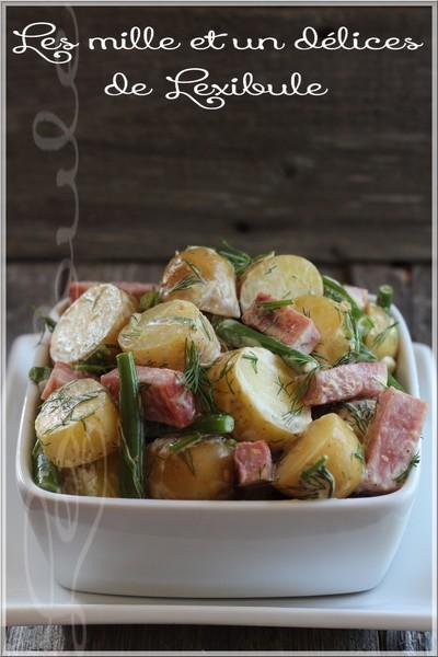 ~Salade-repas de pommes de terre grelots, de haricots et de jambon~
