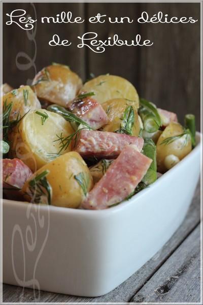 ~Salade-repas de pommes de terre grelots, de haricots et de jambon~