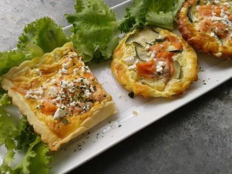Tarte à la truite fumée et aux courgettes tartelettes truite fumée -courgettes