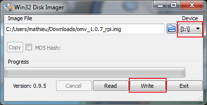 OMV Raspberry Pi - création de la carte SD avec Win 32 Disk Imager NAS low cost avec un Raspberry Pi B+ (Part1) diskimager