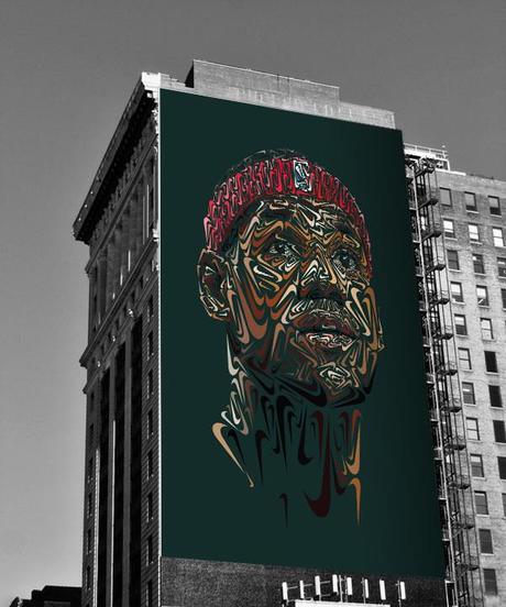 photo portrait lebron james logo nike facade immeuble