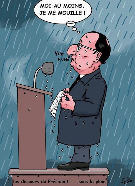 François Hollande sous la pluie