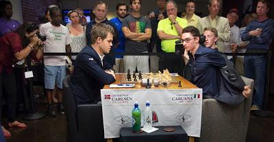 La perspective d'un match de championnat du monde d'échecs entre Magnus Carlsen (n°1 mondial) et Fabiano Caruana se dessine pour le plus grand développement du jeu d'échecs dans le monde © Lennart Ootes La perspective d'un match de championnat du monde d'échecs entre Magnus Carlsen (n°1 mondial) et Fabiano Caruana se dessine pour le plus grand développement du jeu d'échecs dans le monde © Lennart Ootes