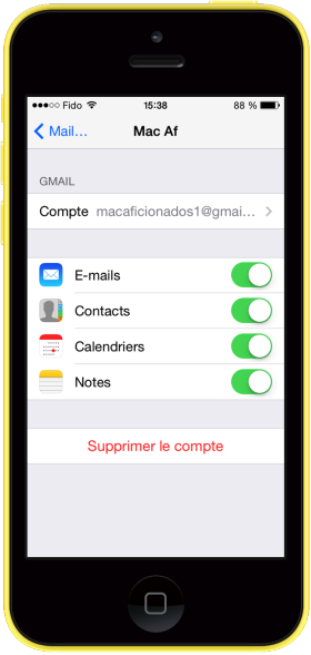 Suppression Mail iOS 8