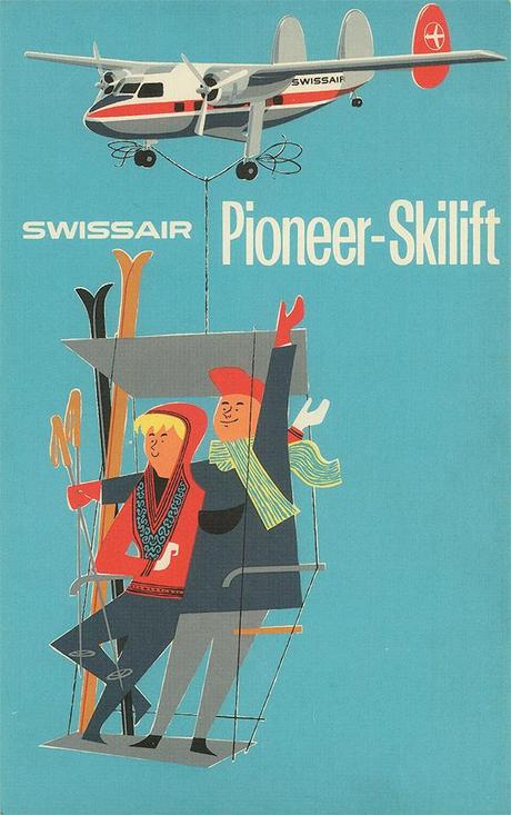 1950s, Swissair sĂŠrigraphie par Serico-Eich