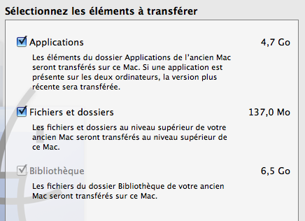 L’assistant migration de Mac OS X L’assistant migration de Mac OS X