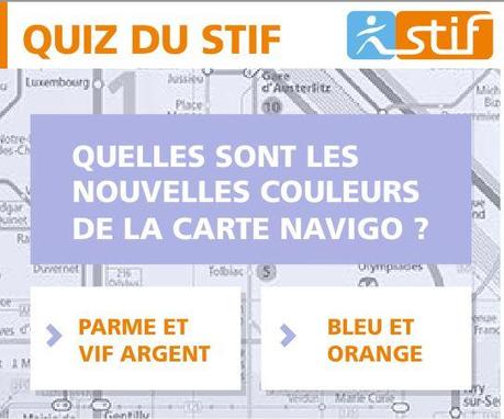 Quelles sont les couleurs de la carte Navigo ? QUIZZ DU STIF