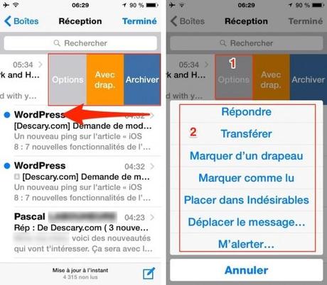 ios8 archivez un message et accédez aux options de l application mail 571x500 iOS 8, les nouvelles fonctionnalités de l’application Mail