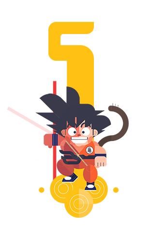 Dragon Ball s’anime en Flat Design DragonBall-phuwadon-thongnoum01
