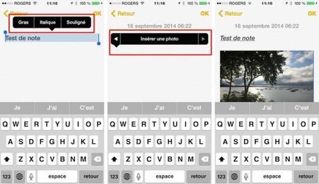 L’application Notes offre des options de formatages de texte et la possibilité d’insérer des photos dans une note ios8 700x406 iOS8 : 10 astuces utiles pour votre iPhone et iPad