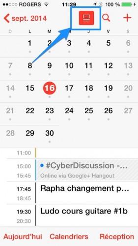 Accédez à la liste de vos événements de la journée dans la vue mensuelle ios8 281x500 iOS8 : 10 astuces utiles pour votre iPhone et iPad