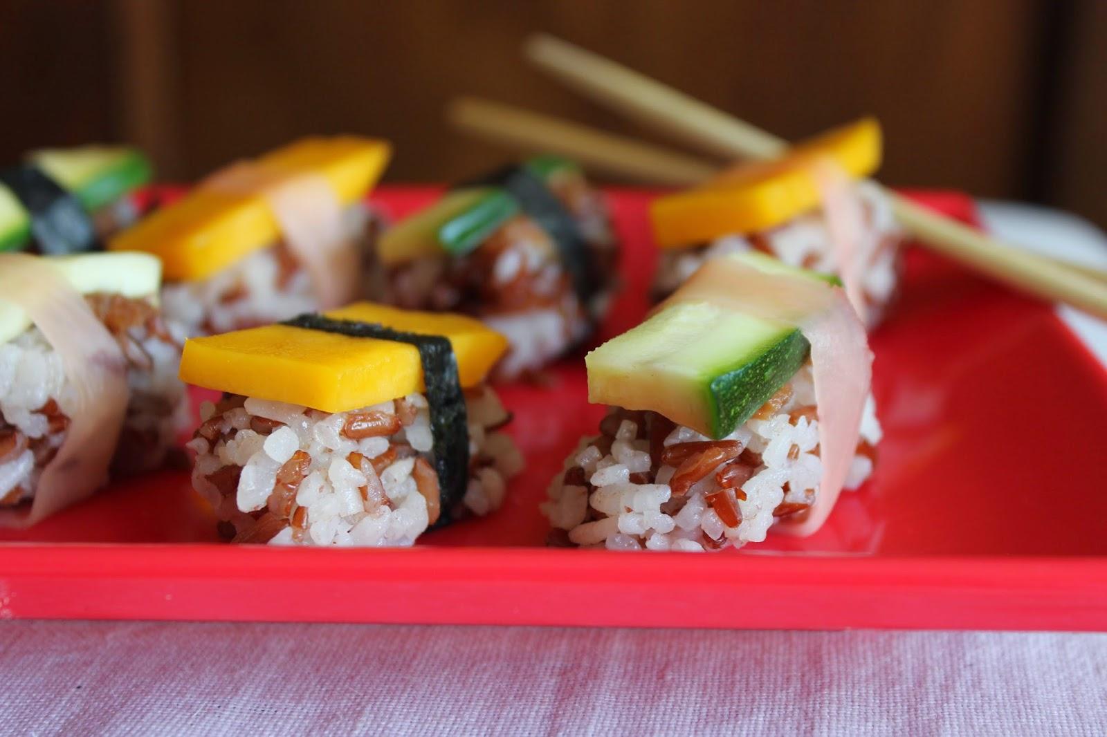 Duo de nigiri-sushi bicolores (et végétariens)