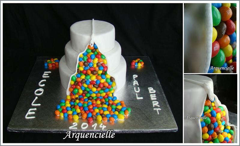 Gâteau M&M's pour la Kermesse d'école, wedding cake Gâteau m&m's montage