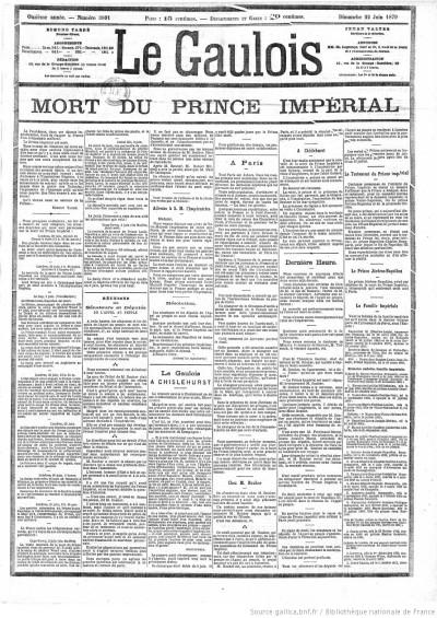 Le Gaulois Mort prince imperial (1)