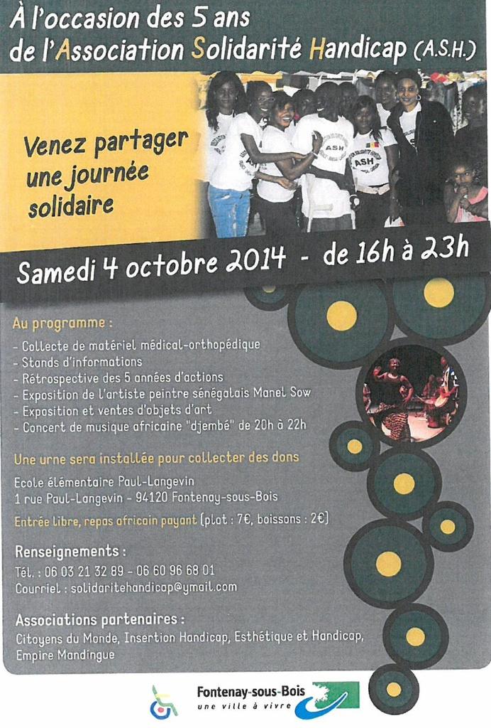 Solidarité samedi 4 avec l'association Solidarité Handicap France Sénégal Cameroun Solidarité samedi 4 avec l'association Solidarité Handicap France Sénégal Cameroun