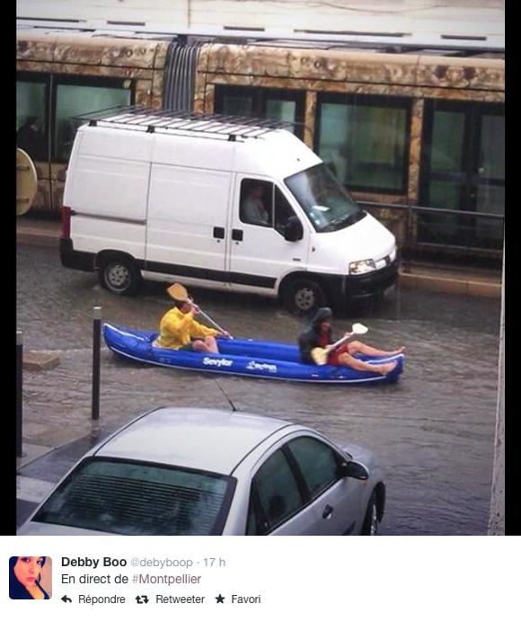 Il font du kayak dans les rues de Montpellier Montpellier-pluies-septembre2014-01