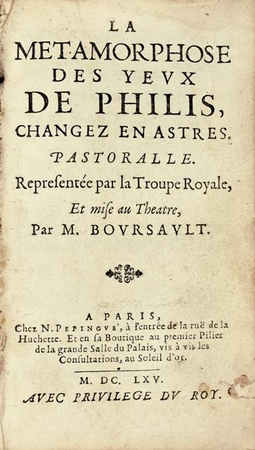 Rare édition originale de la pièce la plus rare du théâtre de Boursault Boursault Philis titre Rare édition originale de la pièce la plus rare du théâtre de Boursault