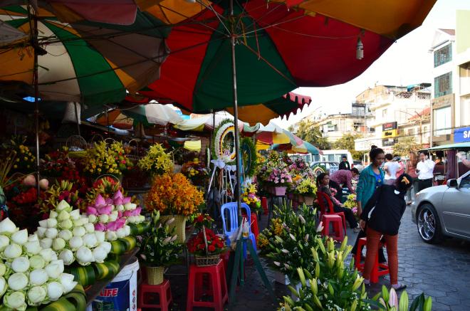 Cambodge: Phnom Penh express marche fleur