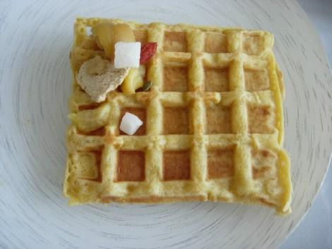 Gaufres (sans gluten, sans lait de vache). Et … chataîgnes caramélisées ! gaufre light