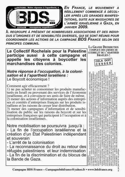 Collectif Rochelais Pour la Palestine Boycott Desinvestissement Sanctions