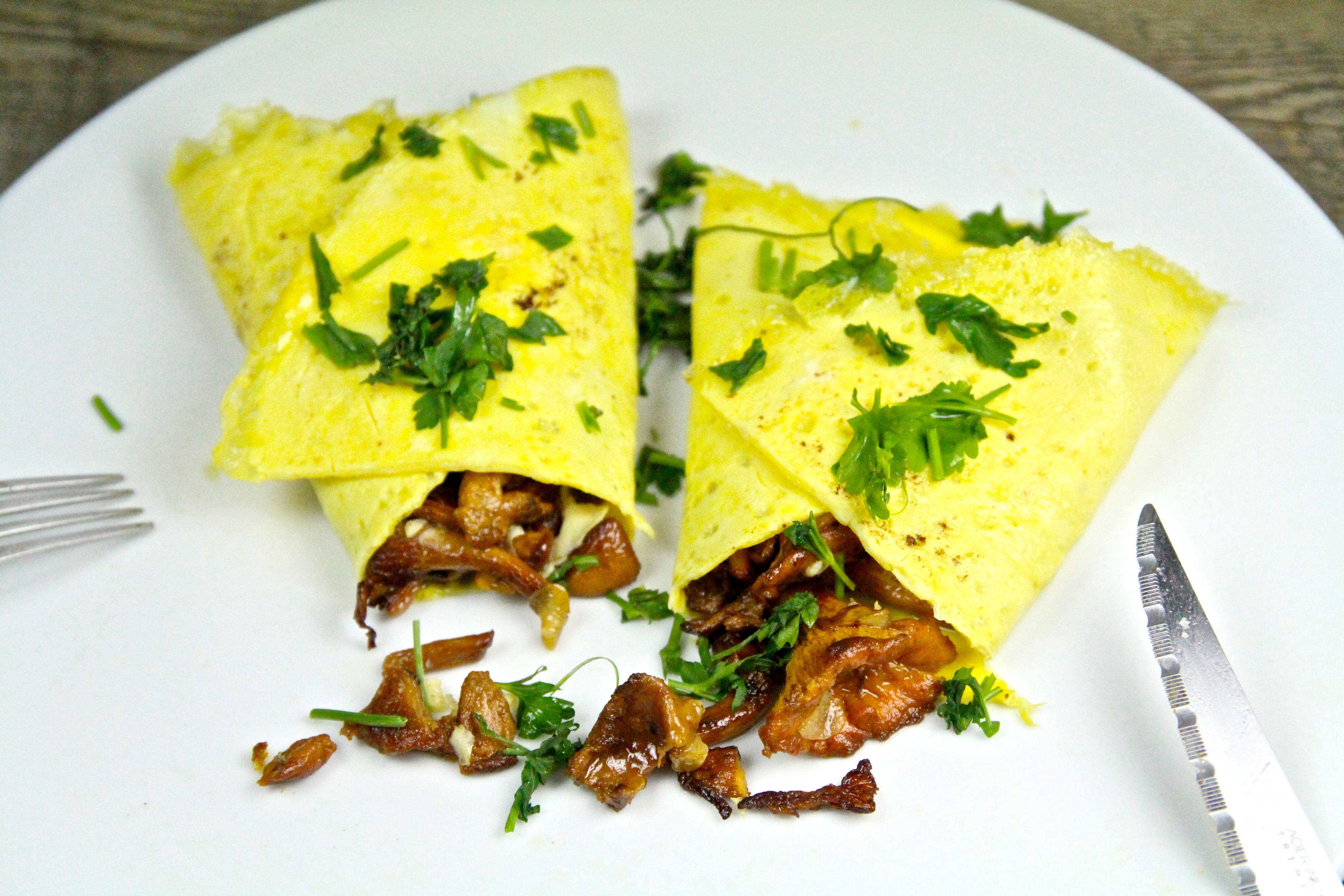 Omelette 1-9 aux chanterelles et purée d’herbes