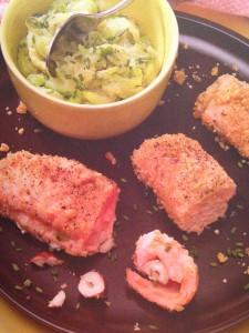 ESCALOPES DE SAUMON COMME UN CRUMBLE @yaquoidansmonfrigo.com