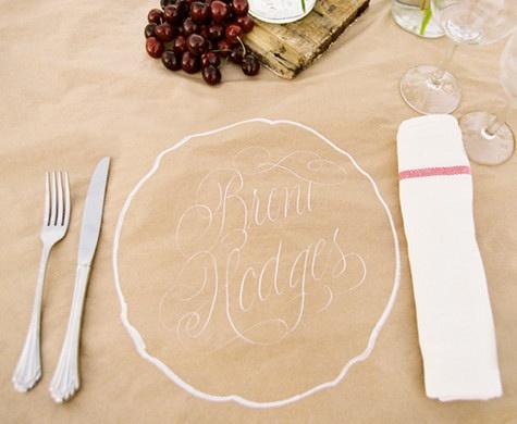 kraft paper tablecloth placecard