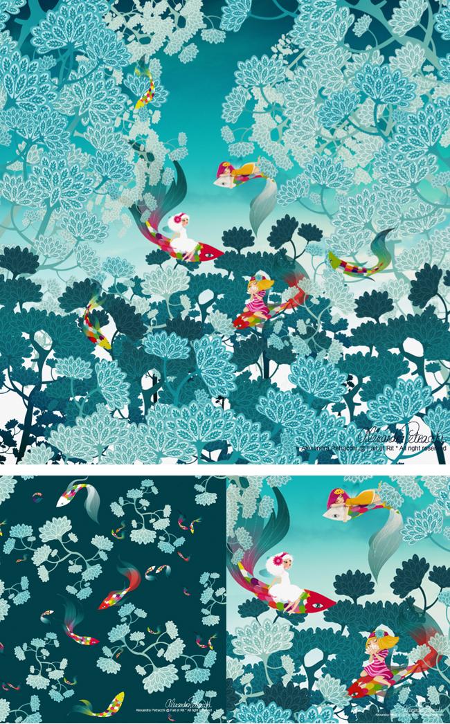 Planche 03Ondine- AlexandraPetracchi Motif Ondine pour la collection printemps/étè 2014 chez Anatopik