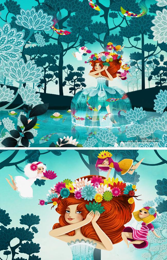 Planche 01 Ondine- AlexandraPetracchi Motif Ondine pour la collection printemps/étè 2014 chez Anatopik