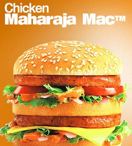 Chicken Maharaja Mac (Inde) Le poulet grillé et épicé remplace le boeuf dans ce pays où la vache est considéré comme un animal sacré !