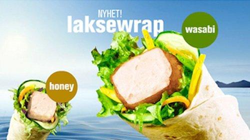 Laksewrap (Norvège) Une sorte de wrap au filet de saumon frit.
