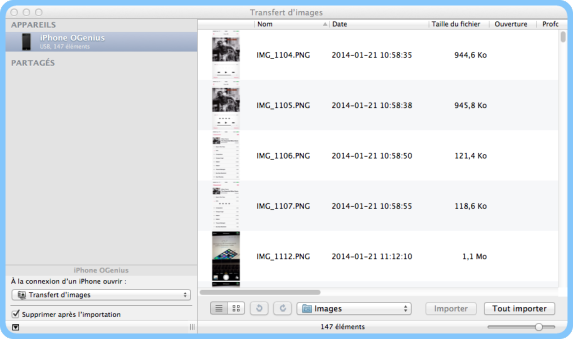 Transfert d’images iOS 7