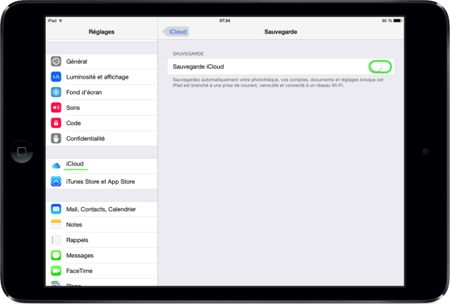 iOS 8 sauvegarde iCloud