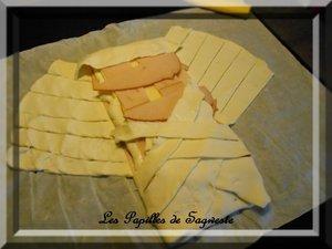 Tresse feuilletée au jambon de dinde et fromage à raclette 