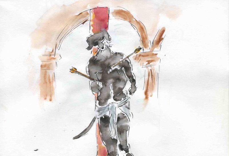 50) être transpercé 50) être transpercé