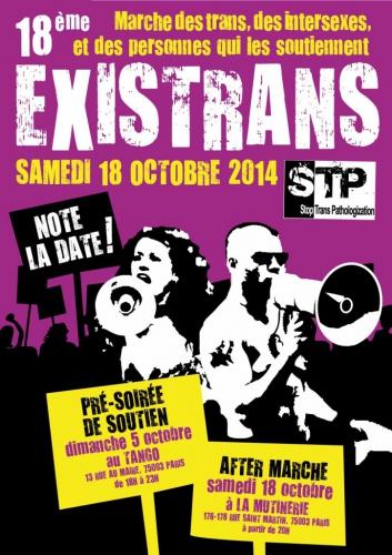 Soutien à la 18ème édition de l’Existrans existrans,jean-luc romero,transexualité,paris