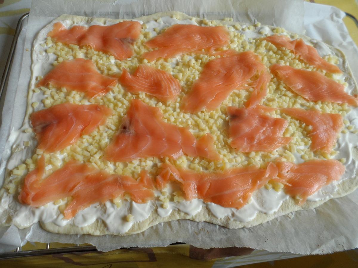 Pâte à pizza : pizza au saumon