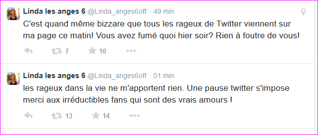 Linda Les Anges, QVEMF, abandonnée par ses fans. Elle n'apprécie pas.