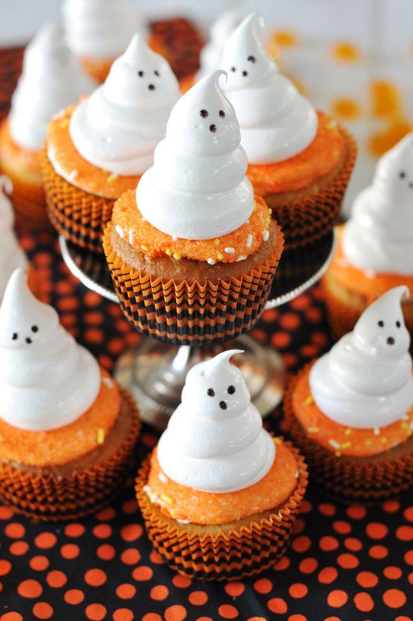 Gluten-Free Sweet Potato Cupcakes with Meringue Ghosts-- Perfect for Halloween!